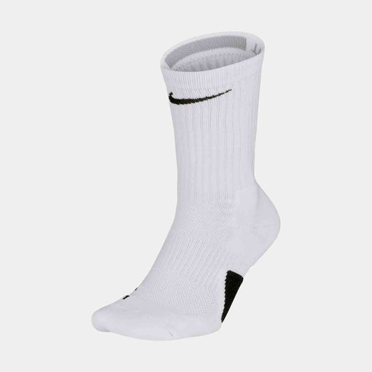 Elite Crew Basketball Socks, White/Black